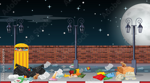 Rubbish in street scene