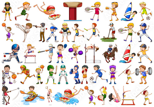 Sport activities by boys, girls, kids, athletes isolated