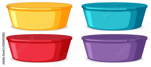 Simple color buckets on white