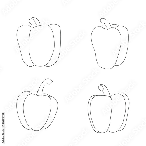 Line bell pepper isolated on white background illustration vector