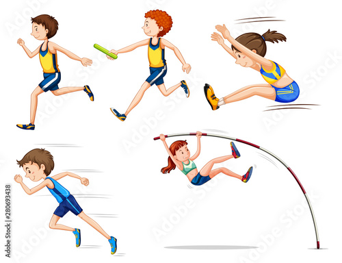 Sporting activity people on white background