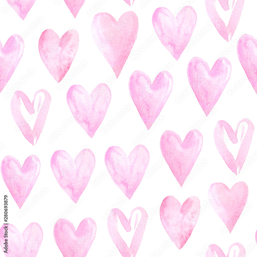 Seamless pattern with watercolor hearts Seamless pattern with watercolor hearts