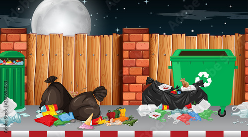 Rubbish in street scene