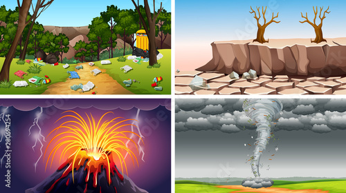 Set of polluted scenes