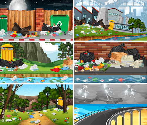 Set of polluted scenes