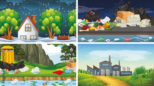 Set of polluted scenes