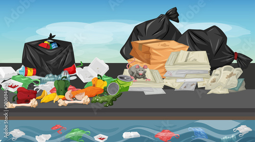 Rubbish in street scene