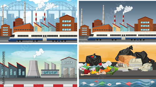Set of polluted scenes
