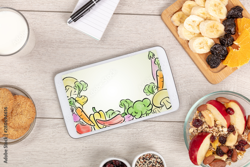 Healthy food composition with tablet Healthy food composition with tablet