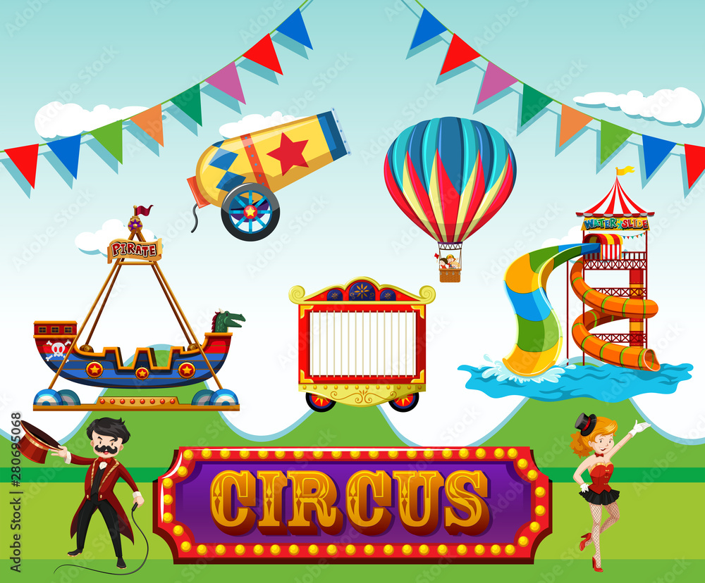 Circus, fun fair, amusement park theme template Circus, fun fair, amusement park theme template