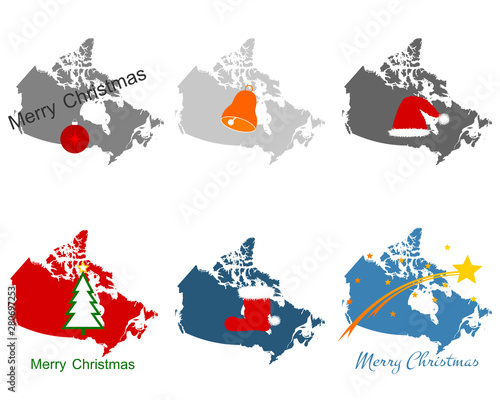 Karte von Kanada mit Weihnachtssymbolen