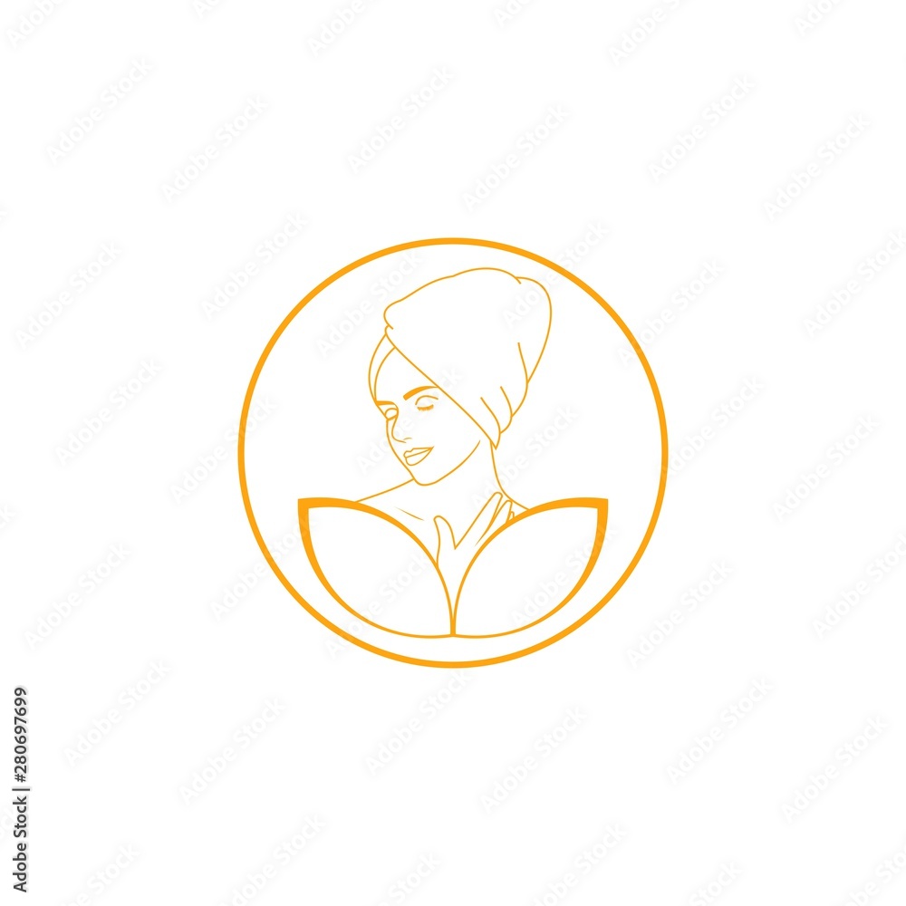 beauty face spa logo, therapy relax, template,herbal
