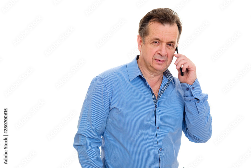 Handsome retired business man in blue formal clothes Handsome retired business man in blue formal clothes