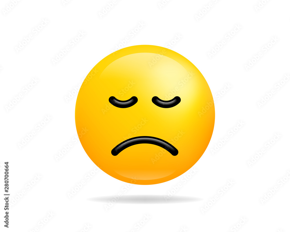Fototapeta premium Emoji smile icon vector symbol. Frowning face yellow cartoon character.