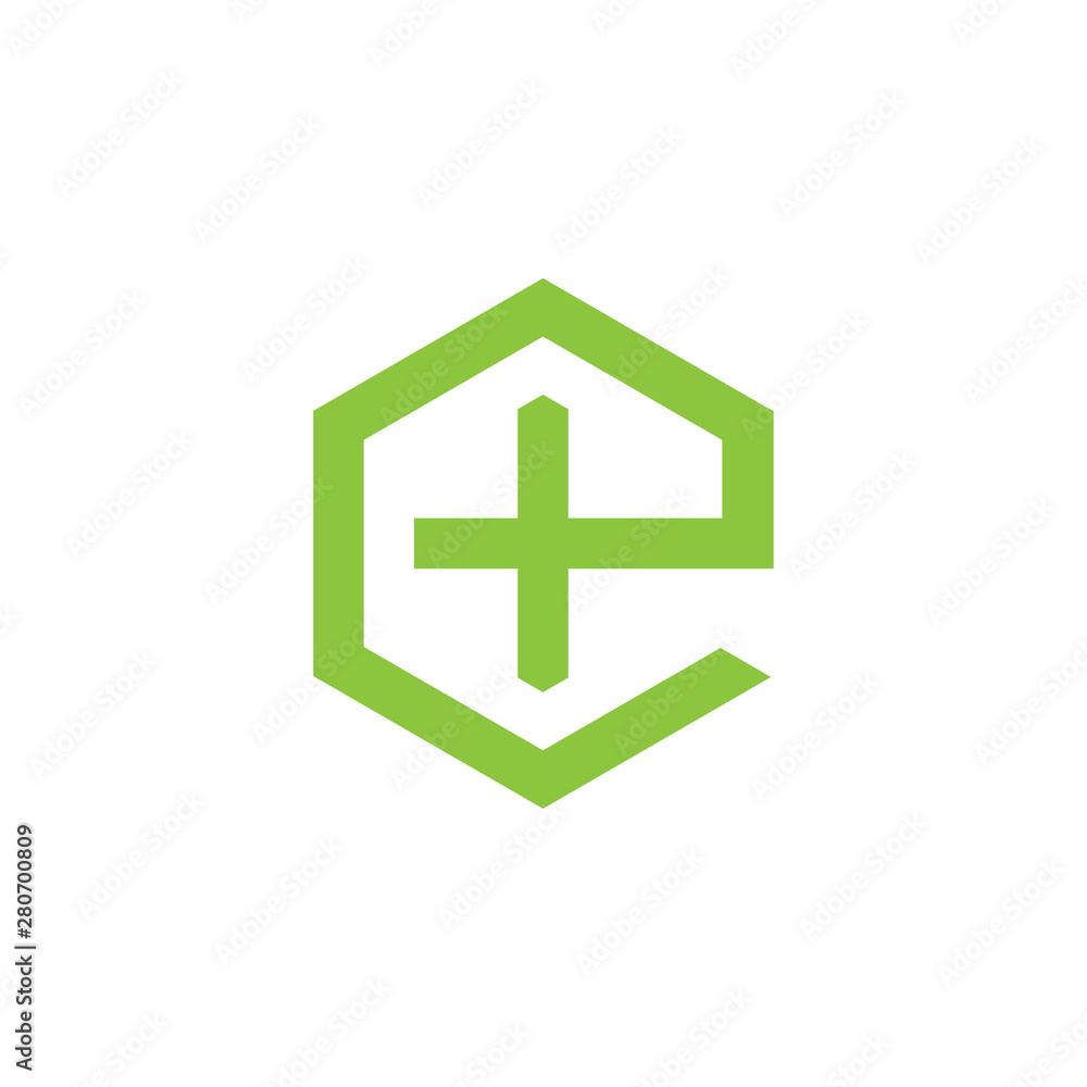 letter e plus hexagonal logo vector letter e plus hexagonal logo vector