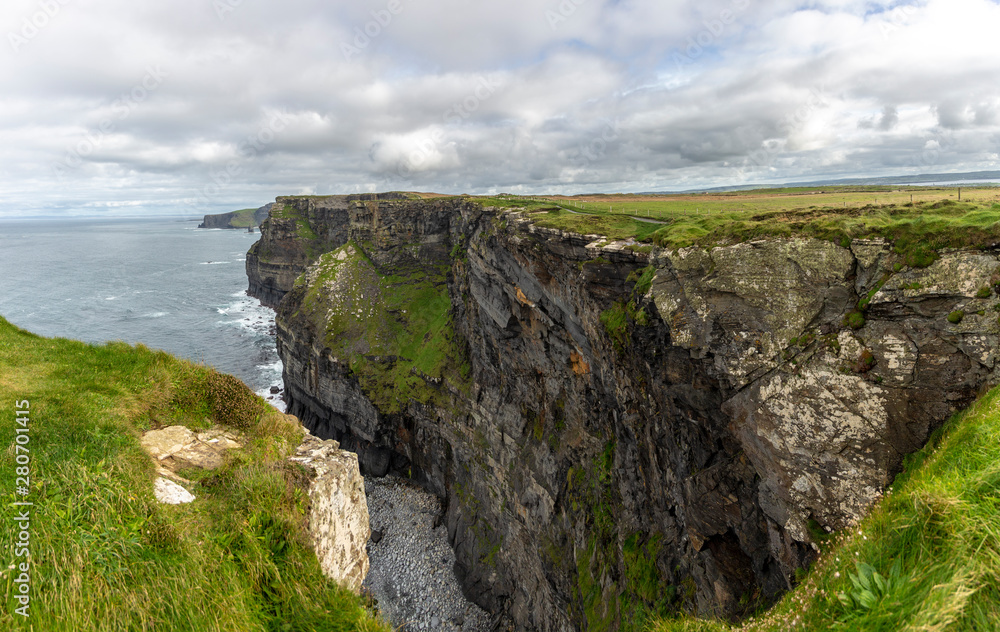 View over cliff line of the Cliffs of Moher in Ireland