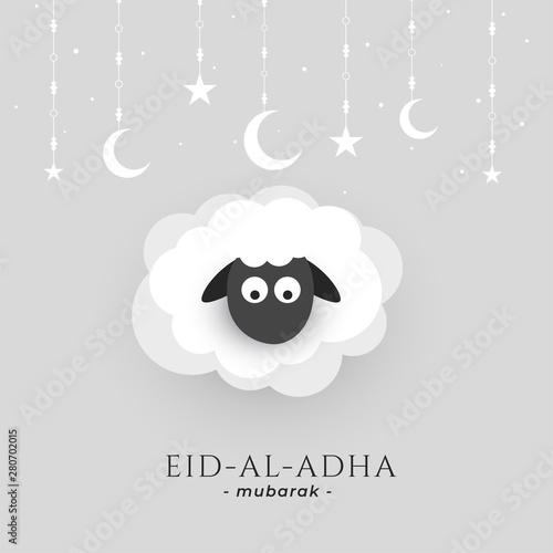 eid al adha background with sheep and moon star