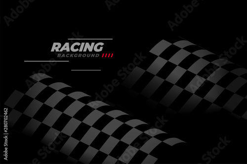 black racing background with checkered flag