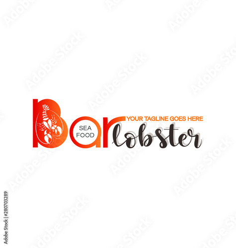 Bar Lobster. SEAFOOD. Emblem. Draft beer, bar, shop, emblems and labels. Corporate identity corporate identity logo design template. Separate on white background.