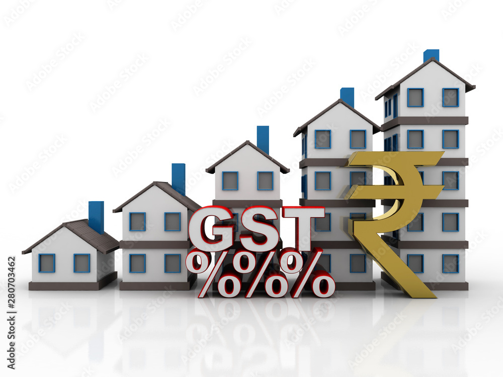 3D rendering Real estate industry-house on indian rupee 3D rendering Real estate industry-house on indian rupee