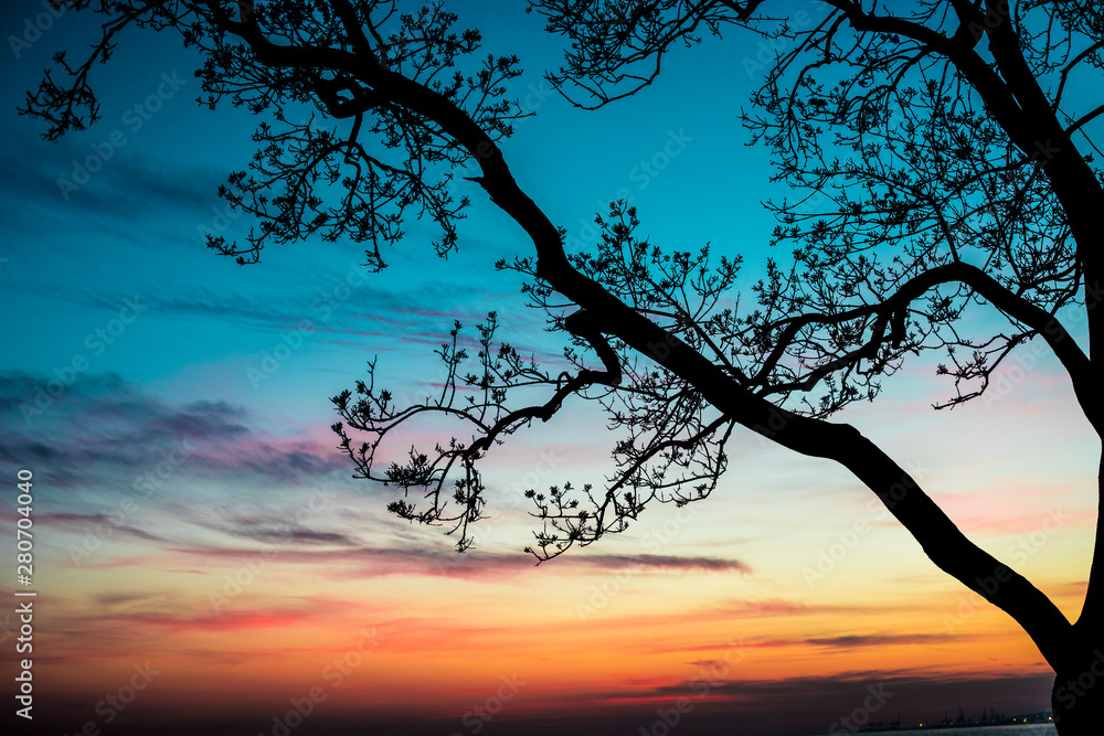 sunset  with beautiful sky. Istanbul at night time.