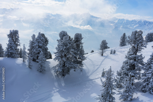 View from the top of a Zillertal skiing trail