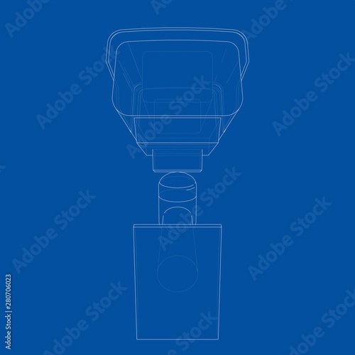 Outline CCTV camera. Security camera. Vector