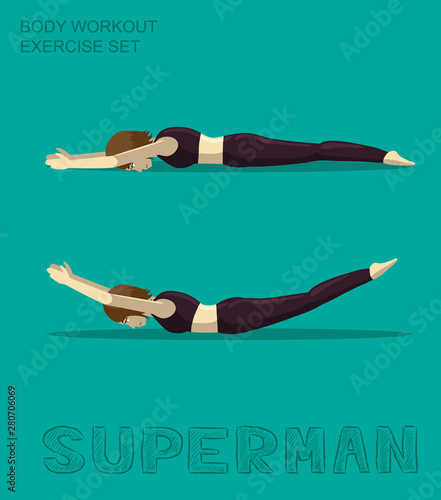 Superman Body Workout Exercise Set Manga Cartoon Vector