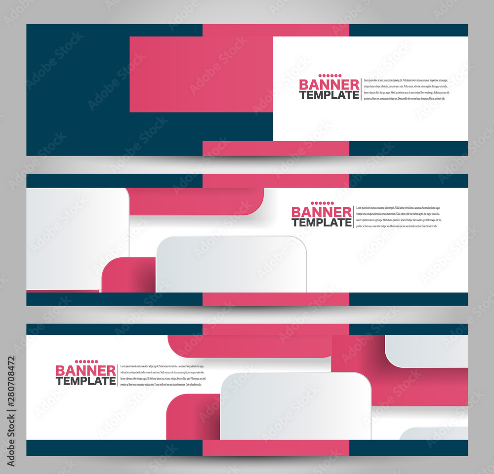 Obraz premium Horizontal banner or web header template set. Vector illustration promotion design background.