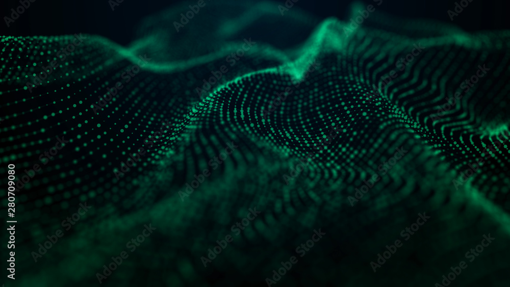 Futuristic background of points and lines with a dynamic wave. Big data. Abstract background 3d rendering. 4k. Futuristic background of points and lines with a dynamic wave. Big data. Abstract background 3d rendering. 4k.