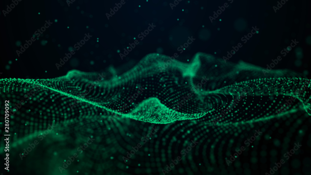 Futuristic background of points and lines with a dynamic wave. Big data. Abstract background 3d rendering. 4k. Futuristic background of points and lines with a dynamic wave. Big data. Abstract background 3d rendering. 4k.