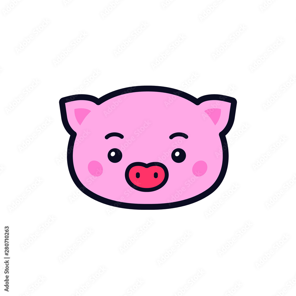 Illustration of a pig. Vector. Icons for the site. Character, pork head. Sign, logo for the store and packaging. Illustration of a pig. Vector. Icons for the site. Character, pork head. Sign, logo for the store and packaging.