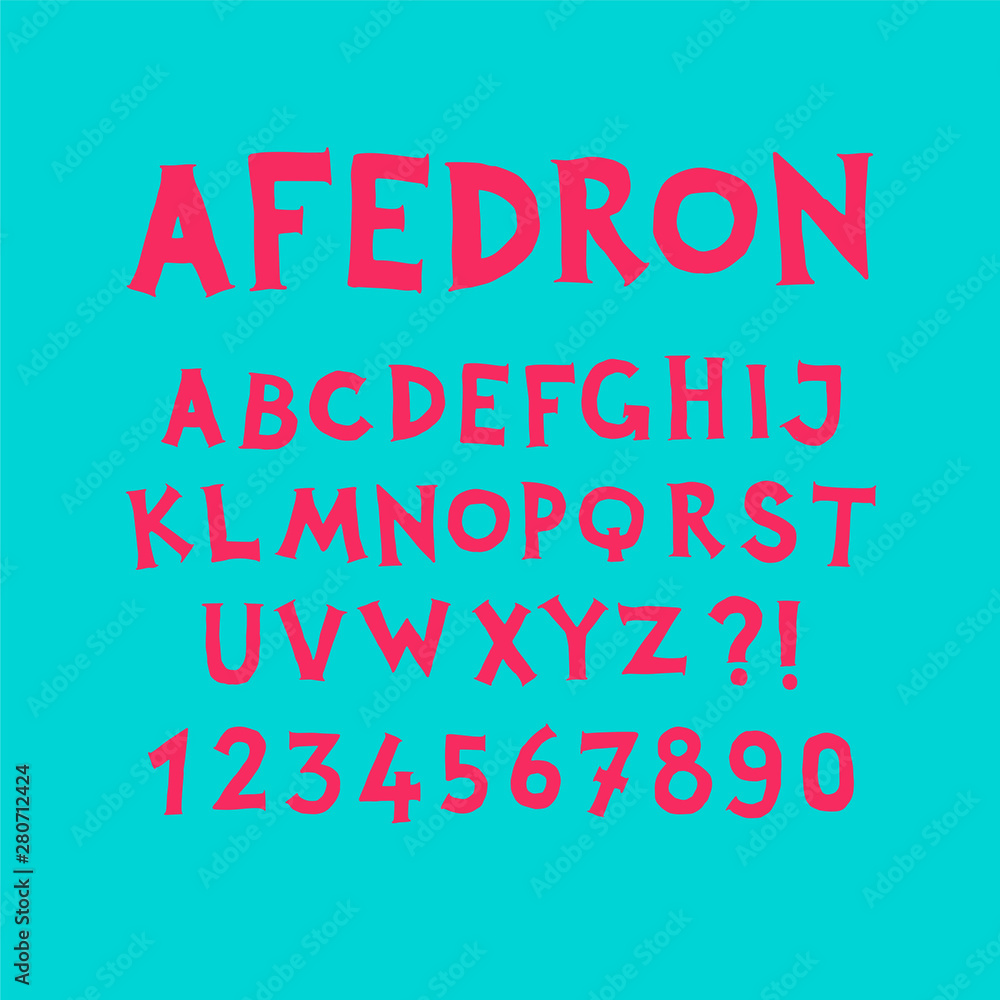 English alphabet.   Set of latin letters on a turquoise background. Fun, informal font. All symbols are isolated separately. Cartoon hipster style.