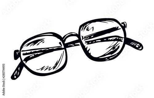 Folded glasses. Vector drawing icon