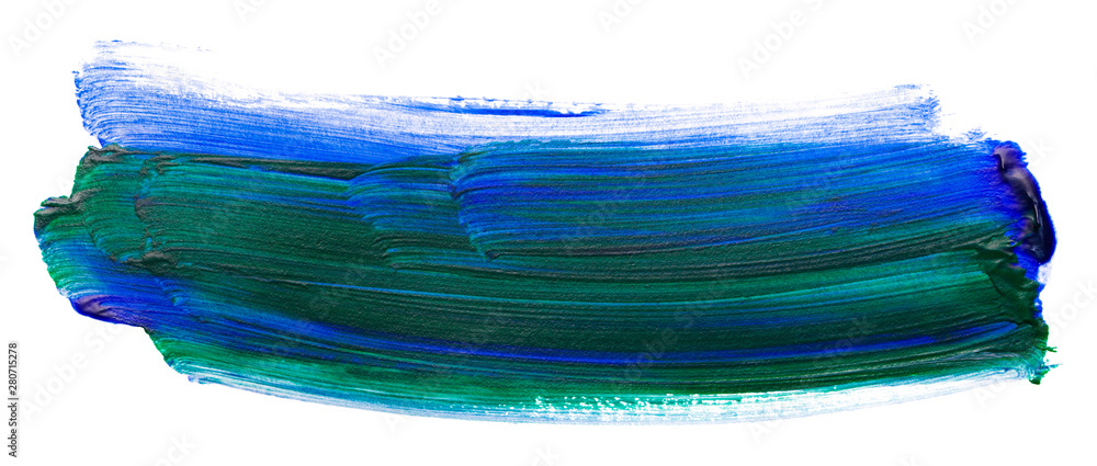 dark blue green acrylic stain element on white background. with brush and paint texture hand-drawn. acrylic brush strokes abstract fluid liquid ink pattern
