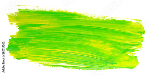 green yellow light acrylic stain element on white background. with brush and paint texture hand-drawn. acrylic brush strokes abstract fluid liquid ink pattern