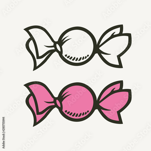 Wrapped candy icon flat design