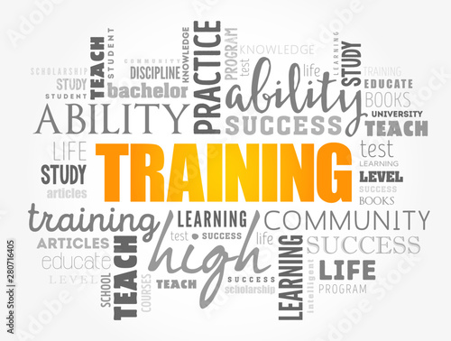 TRAINING word cloud collage, education concept background