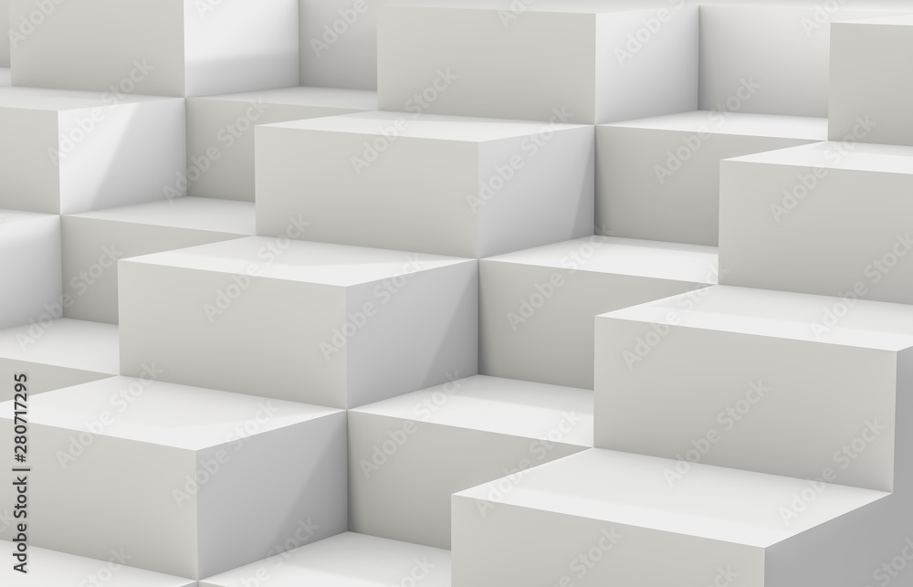 Abstract background with white 3d cube box. 3d render. white background. Abstract background with white 3d cube box. 3d render. white background.