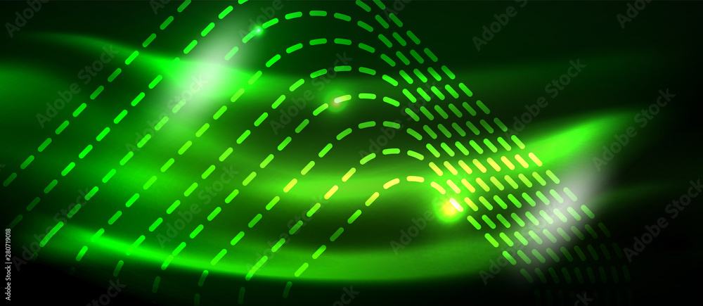 Dark background with neon glowing elements, shiny motion concept Dark background with neon glowing elements, shiny motion concept