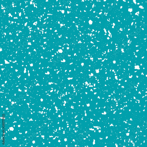 Scattered white ice particles or snowflakes on vibrant blue background. Seamless winter vector pattern. Great for texture, Christmas, modern beauty, sport products, kitchen ware, stationery, wallpaper