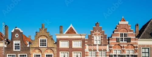 Vászonkép stepped gable Houses in street Nieuwstraat (Statenplein), Dodrecht