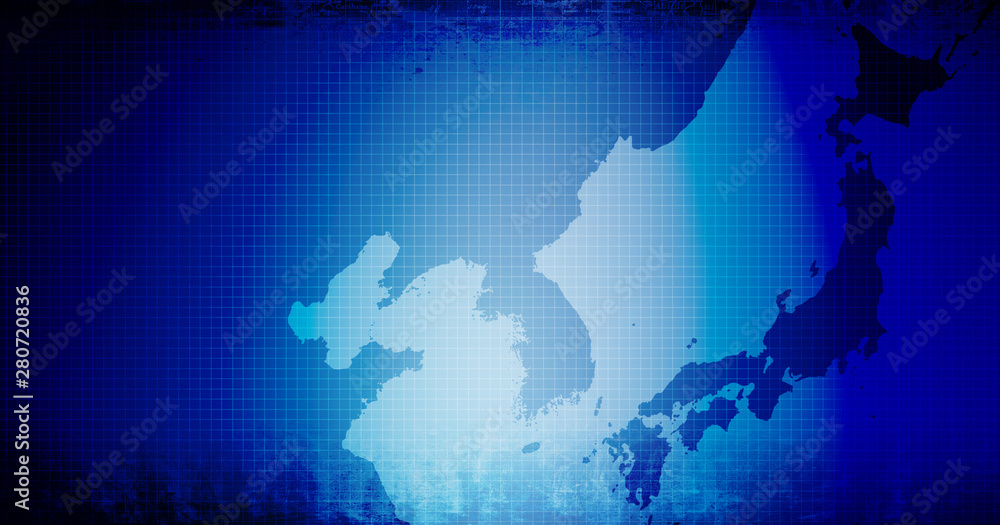 East asia (Japan,North korea,South korea,China) map / web banner background (text space)