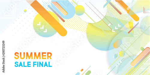 Blue and orange lines and points white background. Banner summer