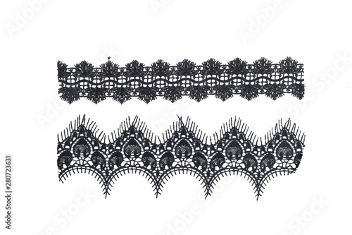 strip of black lace isolated,border lace isolated