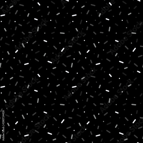 Vector confetti and sprinkles seamless background design in black and white tones