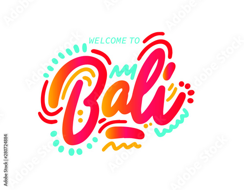 Bali hand written lettering. Use for tee print, sticker, poster. Vector illustration.