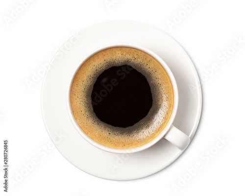 coffee cup top view  isolated on white background. with clipping path.