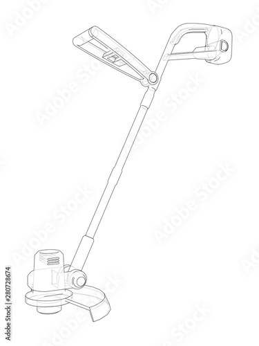 Outline trimmer grass cutter. Vector