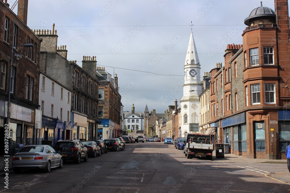 Naklejka premium Main Street, Campbeltown, Argyll, looking west.